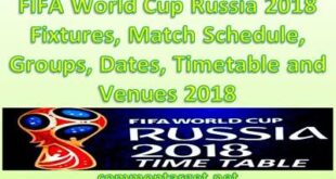 FIFA World Cup Schedule 2018